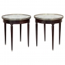PAIR of Antique French Louis XVI Mahogany Marble Top Bouillotte Tables
