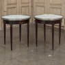 PAIR of Antique French Louis XVI Mahogany Marble Top Bouillotte Tables