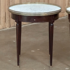 PAIR of Antique French Louis XVI Mahogany Marble Top Bouillotte Tables