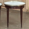 PAIR of Antique French Louis XVI Mahogany Marble Top Bouillotte Tables