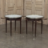 PAIR of Antique French Louis XVI Mahogany Marble Top Bouillotte Tables