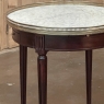 PAIR of Antique French Louis XVI Mahogany Marble Top Bouillotte Tables
