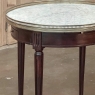PAIR of Antique French Louis XVI Mahogany Marble Top Bouillotte Tables