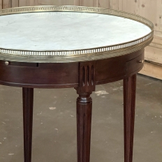 PAIR of Antique French Louis XVI Mahogany Marble Top Bouillotte Tables