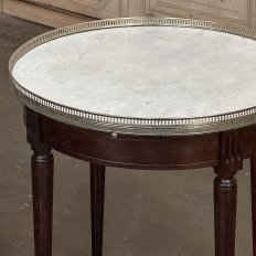 PAIR of Antique French Louis XVI Mahogany Marble Top Bouillotte Tables