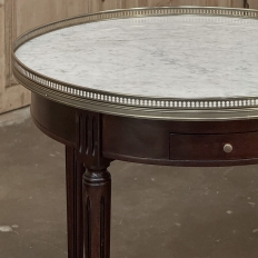 PAIR of Antique French Louis XVI Mahogany Marble Top Bouillotte Tables