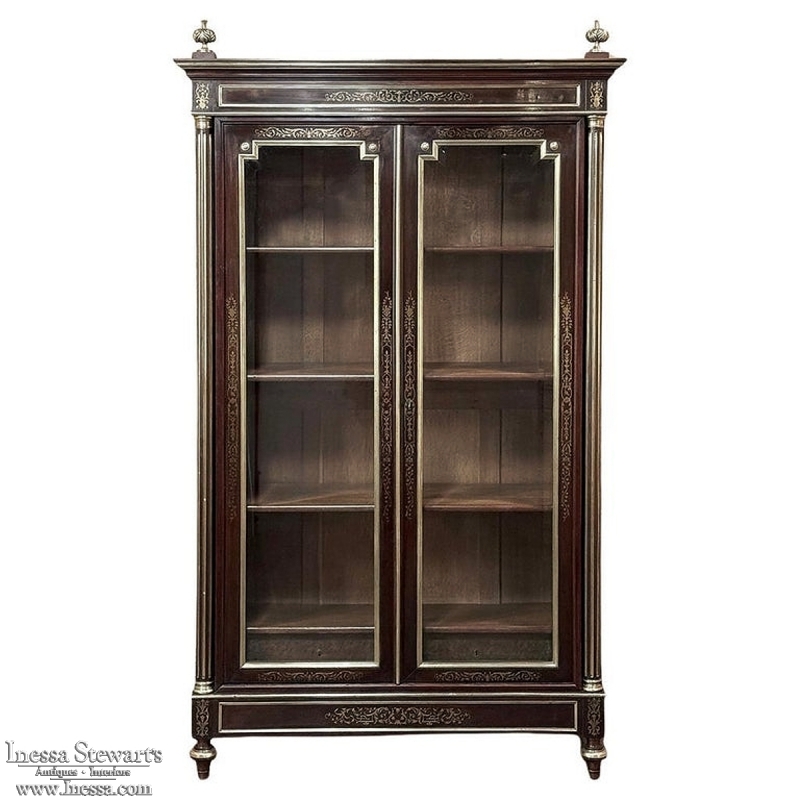 Napoleon III Period French Louis XVI Mahogany & Bronze Bookcase ~ Bibliotheque