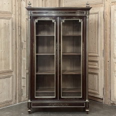 Napoleon III Period French Louis XVI Mahogany & Bronze Bookcase ~ Bibliotheque