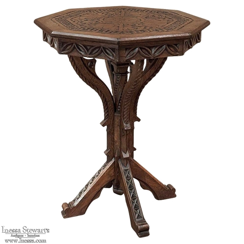 19th Century Gothic Revival Octagonal End Table