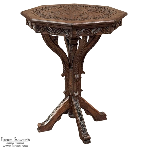 19th Century Gothic Revival Octagonal End Table