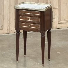 Antique French Directoire Neoclassical End Table with Carrara Marble