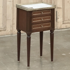 Antique French Directoire Neoclassical End Table with Carrara Marble