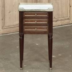 Antique French Directoire Neoclassical End Table with Carrara Marble