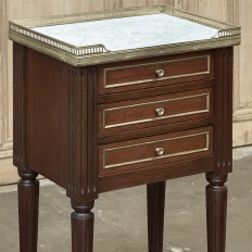 Antique French Directoire Neoclassical End Table with Carrara Marble