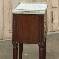 Antique French Directoire Neoclassical End Table with Carrara Marble