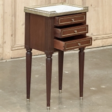 Antique French Directoire Neoclassical End Table with Carrara Marble