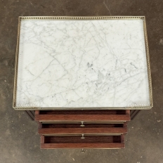 Antique French Directoire Neoclassical End Table with Carrara Marble