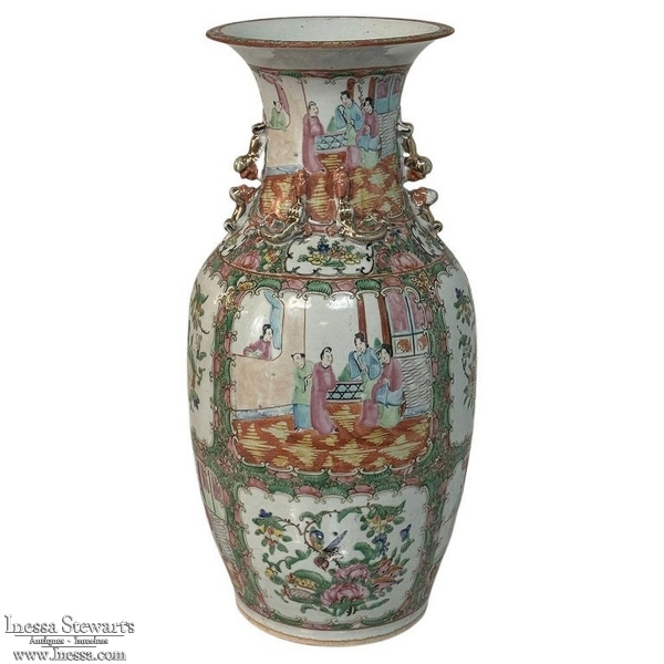 Antique Rose Medallion Porcelain Vase