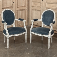 Set of 8 French Louis XVI Painted Dining Chairs includes 2 Armchairs