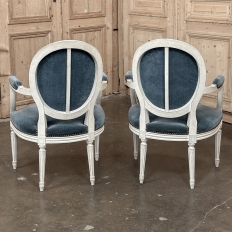 Set of 8 French Louis XVI Painted Dining Chairs includes 2 Armchairs
