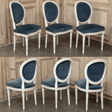Set of 8 French Louis XVI Painted Dining Chairs includes 2 Armchairs