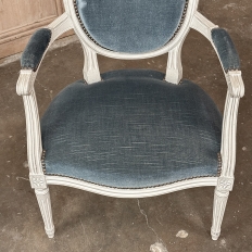 Set of 8 French Louis XVI Painted Dining Chairs includes 2 Armchairs