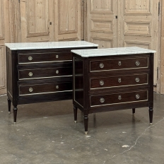 Antique French Louis XVI Mahogany Commode with Carrara Marble