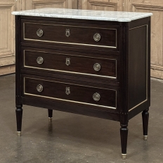 Antique French Louis XVI Mahogany Commode with Carrara Marble