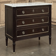 Antique French Louis XVI Mahogany Commode with Carrara Marble