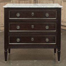 Antique French Louis XVI Mahogany Commode with Carrara Marble