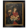 18th Century Framed Oil Painting on Canvas of Madonna, Child & Angel ~ Flemish School