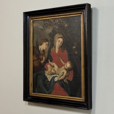 18th Century Framed Oil Painting on Canvas of Madonna, Child & Angel ~ Flemish School