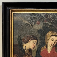 18th Century Framed Oil Painting on Canvas of Madonna, Child & Angel ~ Flemish School