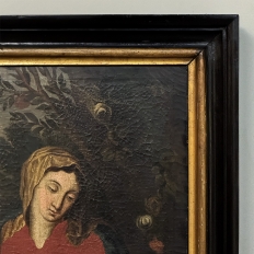 18th Century Framed Oil Painting on Canvas of Madonna, Child & Angel ~ Flemish School