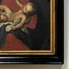 18th Century Framed Oil Painting on Canvas of Madonna, Child & Angel ~ Flemish School