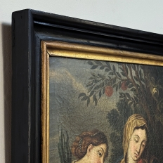 18th Century Framed Oil Painting on Canvas of Madonna, Child & Angel ~ Flemish School