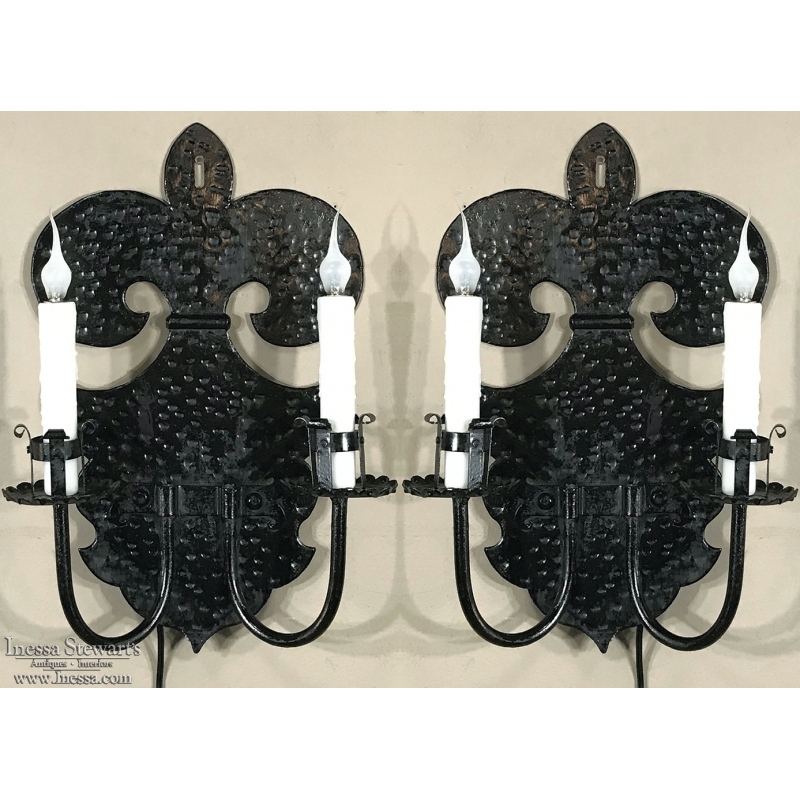 19th Century Fleur de Lys Iron Wall Sconce