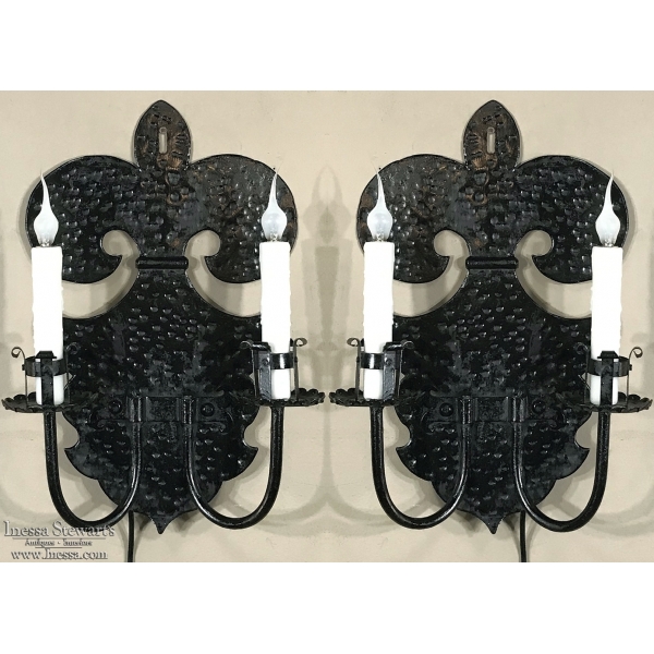 19th Century Fleur de Lys Iron Wall Sconce (ONLY 2 LEFT, sold EACH)