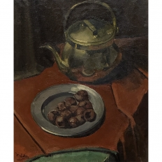 Mid-Century Framed Oil Painting on Canvas signed Moleton, dated 1951