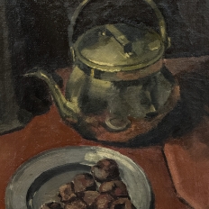 Mid-Century Framed Oil Painting on Canvas signed Moleton, dated 1951