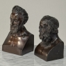 Antique Cast Bronze Busts of Plato & Epicurus for Display or Bookends