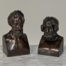 Antique Cast Bronze Busts of Plato & Epicurus for Display or Bookends