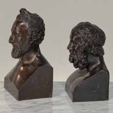 Antique Cast Bronze Busts of Plato & Epicurus for Display or Bookends