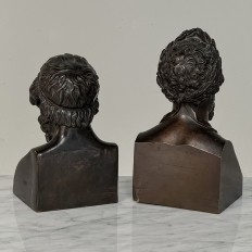 Antique Cast Bronze Busts of Plato & Epicurus for Display or Bookends