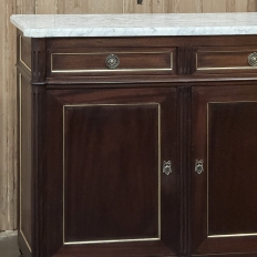 Antique French Louis XVI Mahogany Buffet with Carrara Marble