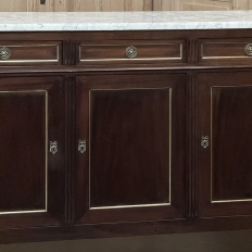 Antique French Louis XVI Mahogany Buffet with Carrara Marble