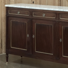 Antique French Louis XVI Mahogany Buffet with Carrara Marble