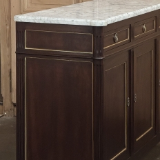 Antique French Louis XVI Mahogany Buffet with Carrara Marble