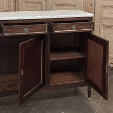 Antique French Louis XVI Mahogany Buffet with Carrara Marble