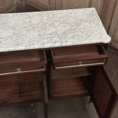 Antique French Louis XVI Mahogany Buffet with Carrara Marble